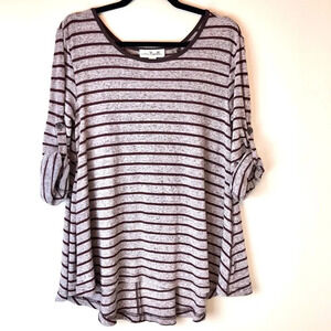 Simply Noelle | Purple Striped Swing Sweater